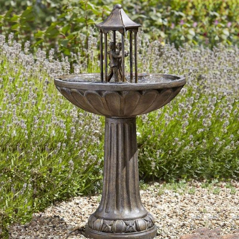 Solar Fountain Dancing Couple Water Feature Bronze Effect Fountain for Garden