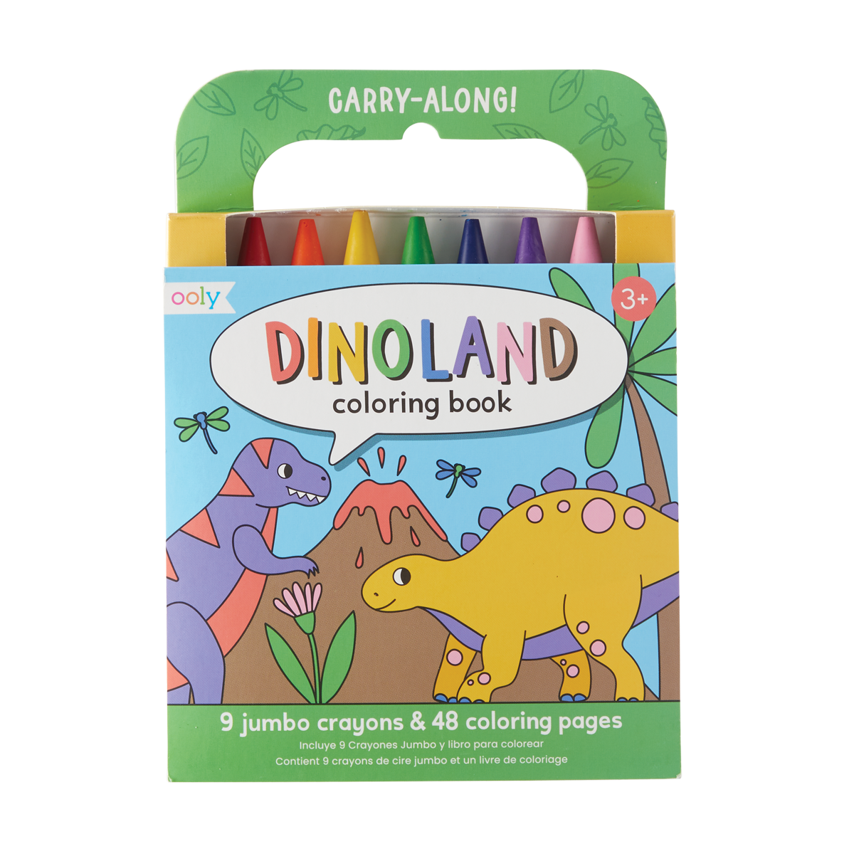 Carry Along! Coloring Book and Crayon Set - Dinoland - Set of 9 Crayons
