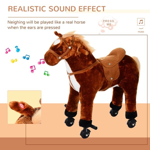 Child Mechanical Walking Ride on Horse Toy Plush Walk Pony Sound