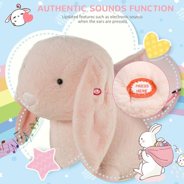 Cute Kids Ride-On Rocking Rabbit with Sound Handlebars Seat Belt Plush Body