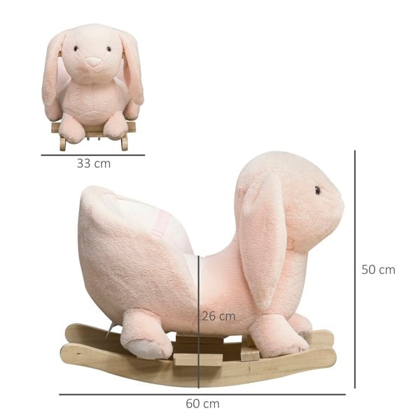 Cute Kids Ride-On Rocking Rabbit with Sound Handlebars Seat Belt Plush Body